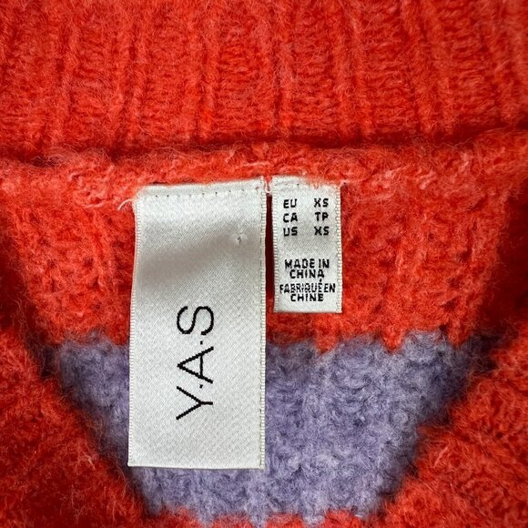 Y.A.S Jacaranda Knit Sweater Oversized Striped Wide Sleeve Size XS T2814 - Picture 7 of 11